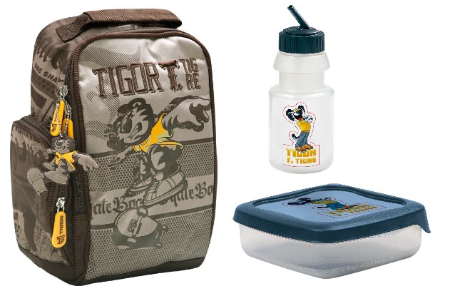 A Tigor T. Tigre oferece um kit de lancheira com pote e garrafa. (R$109,90)