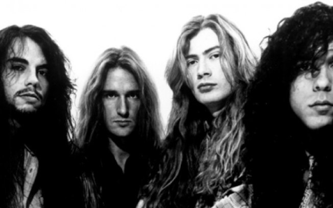 Menza (à esquerda) ao lado dos companheiros dos tempos de Megadeth: tragédia em pleno palco