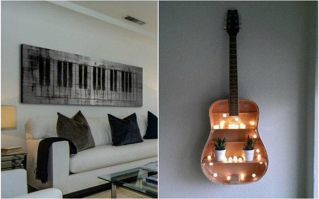 Se você gosta de música, pense nos instrumentos e notas musicais na hora de decorar a casa