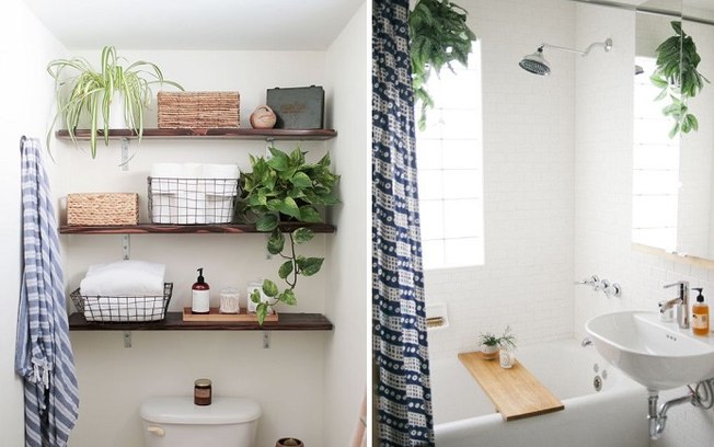Sim, é possível decorar o banheiro com plantas que não sejam pequenas flores falsas em vasinhos